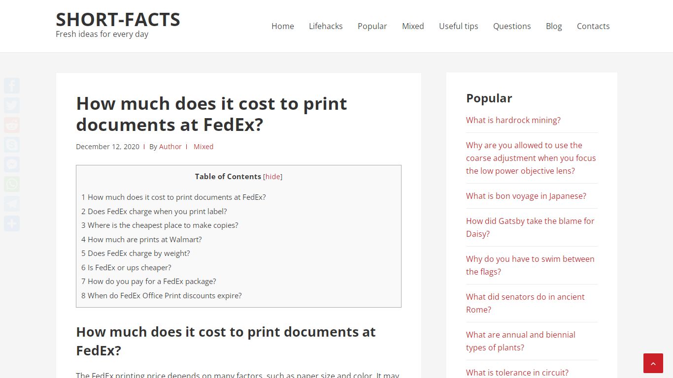 How much does it cost to print documents at FedEx?